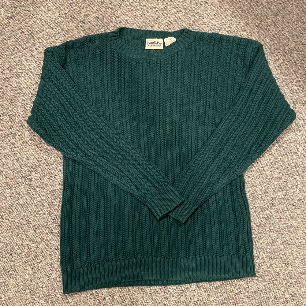 Scarab Green Vintage Northern Reflections Cable Knit Sweater